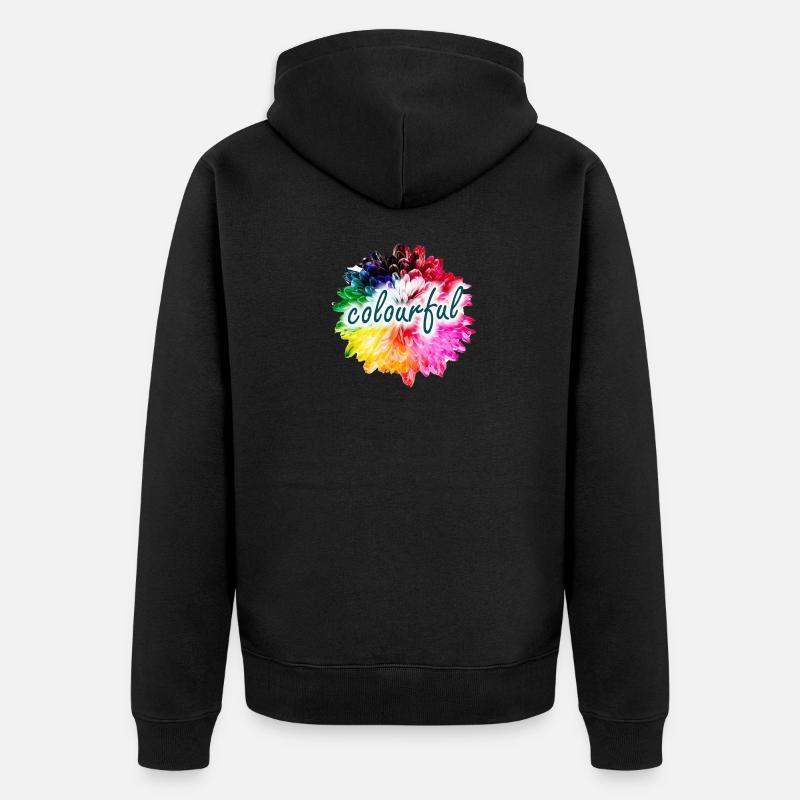 Explosion des couleurs des fleurs arc-en-ciel - Veste à capuche bio Premium Unisexe - noir