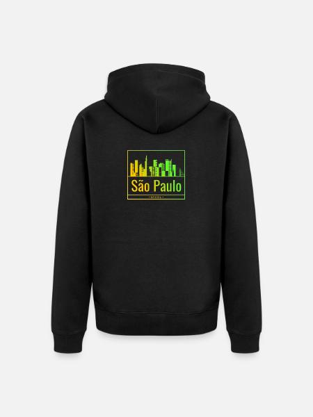 São Paulo skyline in neon gradient - Unisex Premium Organic Zip Hoodie - black