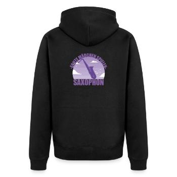 Saxophon Musikerin Instrument Saxophonistin - Unisex Premium Bio Zip Hoodie - Schwarz - Hinten - Nico (187cm)