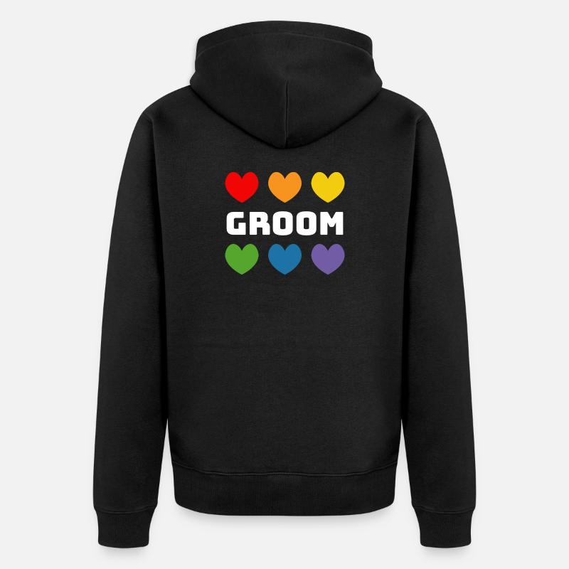 Regenbogenherzchen Groom weiss - Unisex Premium Bio Zip Hoodie - Schwarz