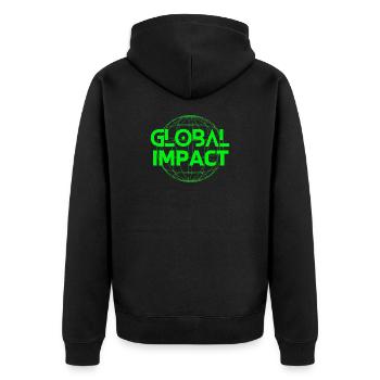 mère nature, planète terre, Global impaci - Veste à capuche bio Premium Unisexe - noir - Dos - Nico (187cm)