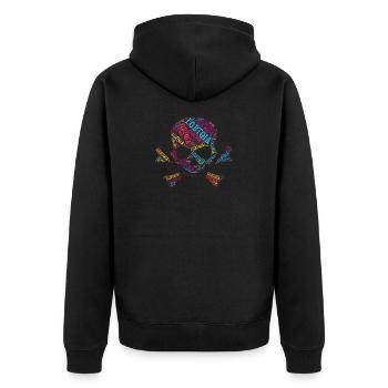 LGBTQIA+ T Shirt Crâne Nuage de mots LGBT Gay Pride - Veste à capuche bio Premium Unisexe - noir - Dos - Nico (187cm)