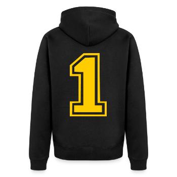 1 - Unisex Premium Organic Zip Hoodie - black - Back - Nico (187cm)