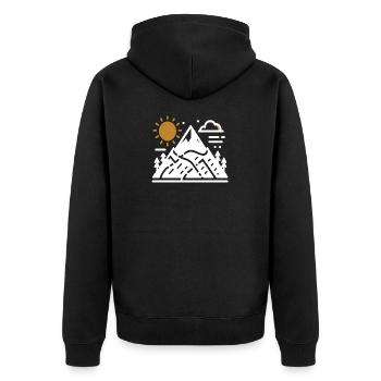 mountain love berg bergsteigen outdoor klettern w - Unisex Premium Bio Zip Hoodie - Schwarz - Hinten - Nico (187cm)