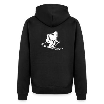 Affe Gorilla Schimpanse Ski Silhouette Design - Unisex Premium Bio Zip Hoodie - Schwarz - Hinten - Nico (187cm)