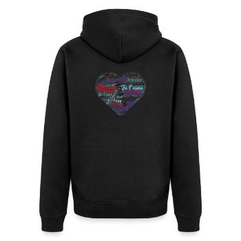 HERZ - Unisex Premium Bio Zip Hoodie - Schwarz - Hinten - Nico (187cm)