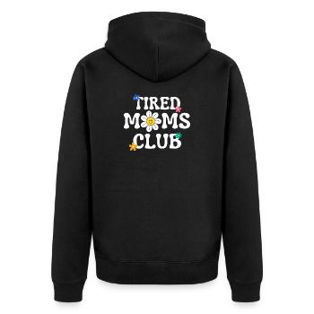 Tired Moms Club With Groovy Text - Unisex Premium Organic Zip Hoodie - black - Back - Nico (187cm)