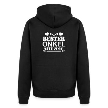 Bester Onkel seit 2006 - Unisex Premium Bio Zip Hoodie - Schwarz - Hinten - Nico (187cm)