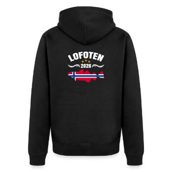 Lofoten 2026 - Unisex Premium Bio Zip Hoodie - Schwarz - Hinten - Nico (187cm)
