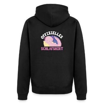 Official Sleep Shirt Funny Morning Grouch - Unisex Premium Organic Zip Hoodie - black - Back - Nico (187cm)