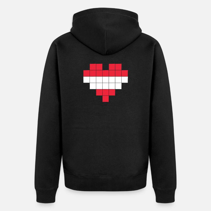 Pixel Heart Autriche Drapeau - Veste à capuche bio Premium Unisexe - noir