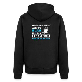 Falknerei Falkner Falknerin Beizjagd Greifvogel - Unisex Premium Bio Zip Hoodie - Schwarz - Hinten - Nico (187cm)