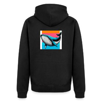 whale - Unisex Premium Organic Zip Hoodie - black - Back - Nico (187cm)
