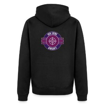 Ich Liebe Airsoft Airsoftspieler Airsofter Spiel - Unisex Premium Bio Zip Hoodie - Schwarz - Hinten - Nico (187cm)