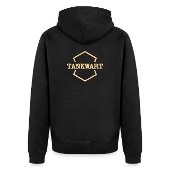 Arbeit Tankwart - Unisex Premium Bio Zip Hoodie - Schwarz - Hinten - Nico (187cm)