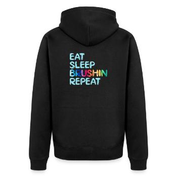 Artist Painter Graphic Eat Sleep Brushin Repeat - Unisex Premium Organic Zip Hoodie - black - Back - Nico (187cm)