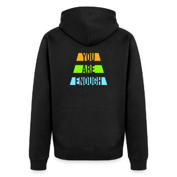 You Are Enough Self Love Motivational Quote - Unisex Premium Organic Zip Hoodie - black - Back - Nico (187cm)
