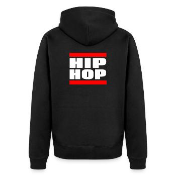 Beat Flow Culture Urban Sound Expression - Unisex Premium Bio Zip Hoodie - Schwarz - Hinten - Nico (187cm)