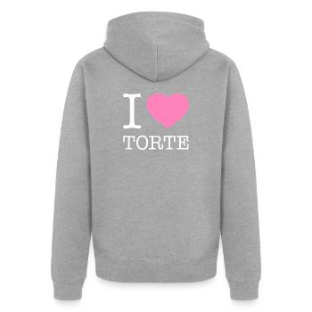 I love cake - Unisex Premium Organic Zip Hoodie - heather grey - Back - Nico (187cm)