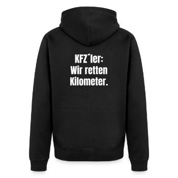 Car drivers: We save kilometers - Unisex Premium Organic Zip Hoodie - black - Back - Nico (187cm)