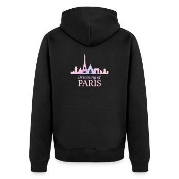 Paris Traumsilhouette - Unisex Premium Bio Zip Hoodie - Schwarz - Hinten - Nico (187cm)