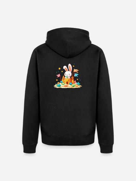 Bunny on the Beach Sandpit - Unisex Premium Organic Zip Hoodie - black