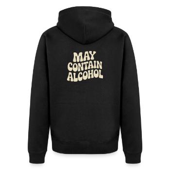 May Contain Alcohol Alkohol Mallorca Saufen JGA - Unisex Premium Bio Zip Hoodie - Schwarz - Hinten - Nico (187cm)