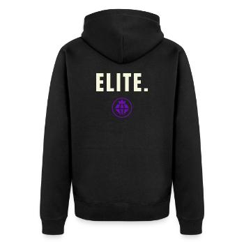 Elite. Success Edition - Royal Purple Crown - Unisex Premium Bio Zip Hoodie - Schwarz - Hinten - Nico (187cm)