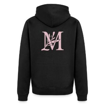LM Floral Monogramm - Unisex Premium Bio Zip Hoodie - Schwarz - Hinten - Nico (187cm)