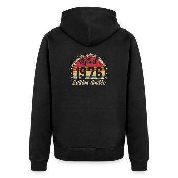 Geburtstag April 1976 April 1976 - Unisex Premium Bio Zip Hoodie - Schwarz - Hinten - Nico (187cm)
