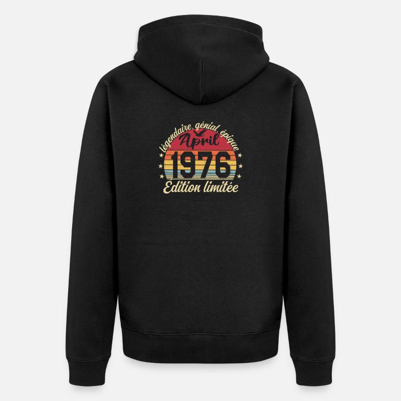 1976 avril Anniversaire avril 1976 - Veste à capuche bio Premium Unisexe - noir