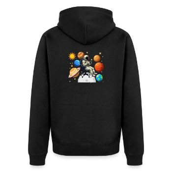 Astronaut Zocken Gaming Weltraum Gamer - Unisex Premium Bio Zip Hoodie - Schwarz - Hinten - Nico (187cm)