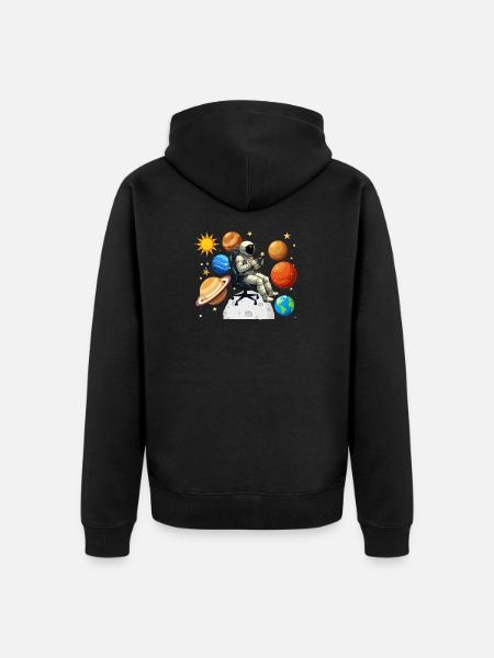 Astronaut Gaming Gaming Space Gamer - Unisex Premium Organic Zip Hoodie - black