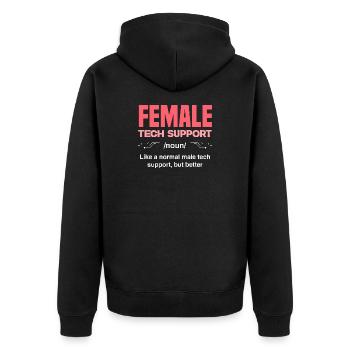 Assistance technique Définition de la femme Administration informatique Ordinateur - Veste à capuche bio Premium Unisexe - noir - Dos - Nico (187cm)