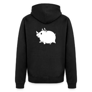 Nashorn süß Cartoon Silhouette - Unisex Premium Bio Zip Hoodie - Schwarz - Hinten - Nico (187cm)