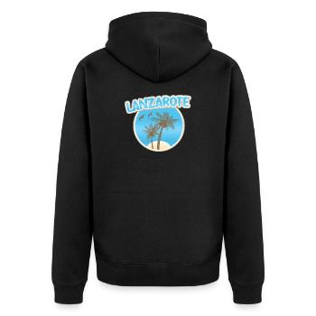 Geschenk für Lanzarote - Unisex Premium Bio Zip Hoodie - Schwarz - Hinten - Nico (187cm)