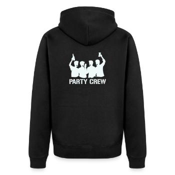 Party Crew Silhouette mit Prosten - Unisex Premium Bio Zip Hoodie - Schwarz - Hinten - Nico (187cm)