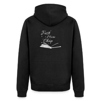 Einfach noch ein Buchbuch-T-Shirt - Unisex Premium Bio Zip Hoodie - Schwarz - Hinten - Nico (187cm)