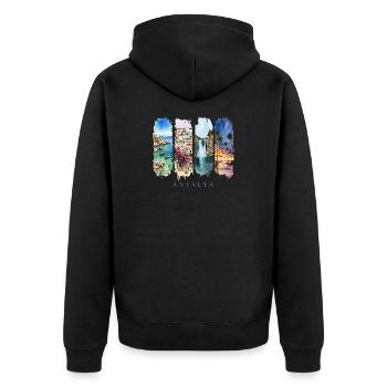 Antalya Design – Turkey Summer Holiday Motif - Unisex Premium Organic Zip Hoodie - black - Back - Nico (187cm)