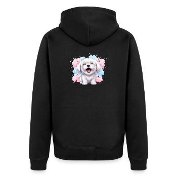 Éclaboussure pastel joyeuse et duveteuse - Veste à capuche bio Premium Unisexe - noir - Dos - Nico (187cm)
