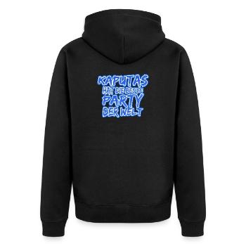 Urlaub Kaputas - Unisex Premium Bio Zip Hoodie - Schwarz - Hinten - Nico (187cm)