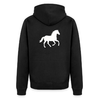 Silhouette eines wilden Pferdes - Unisex Premium Bio Zip Hoodie - Schwarz - Hinten - Nico (187cm)