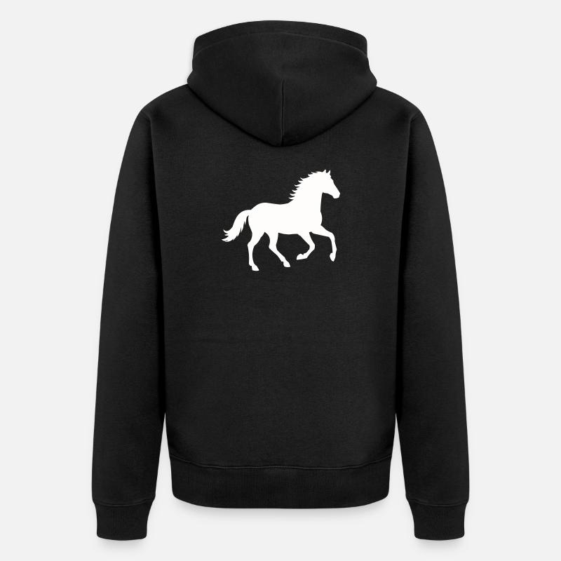 Silhouette eines wilden Pferdes - Unisex Premium Bio Zip Hoodie - Schwarz