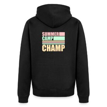 Summer Camp Champ Fun Kids Outdoor Adventure - Unisex Premium Organic Zip Hoodie - black - Back - Nico (187cm)