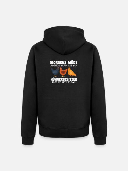 Hühnerflüsterer Huhn Hühnerhalter Hühner - Unisex Premium Bio Zip Hoodie - Schwarz