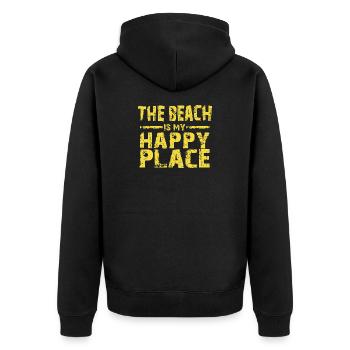 The beach is my happy place - Unisex Premium Organic Zip Hoodie - black - Back - Nico (187cm)
