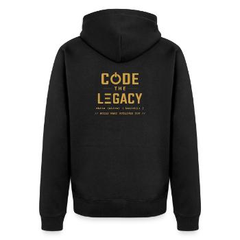 Code The Legacy Programmer T-Shirt - Unisex Premium Organic Zip Hoodie - black - Back - Nico (187cm)