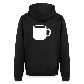 White Mug Gift - Unisex Premium Organic Zip Hoodie - black - Back - Nico (187cm)