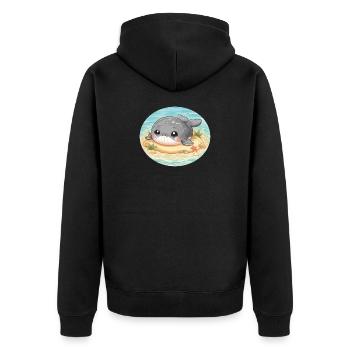 Wal auf Sandbank im Meer - Unisex Premium Bio Zip Hoodie - Schwarz - Hinten - Nico (187cm)