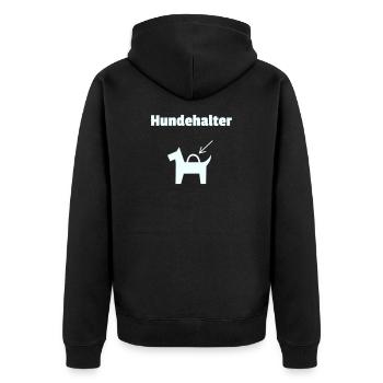 Hundehalter w - Unisex Premium Bio Zip Hoodie - Schwarz - Hinten - Nico (187cm)